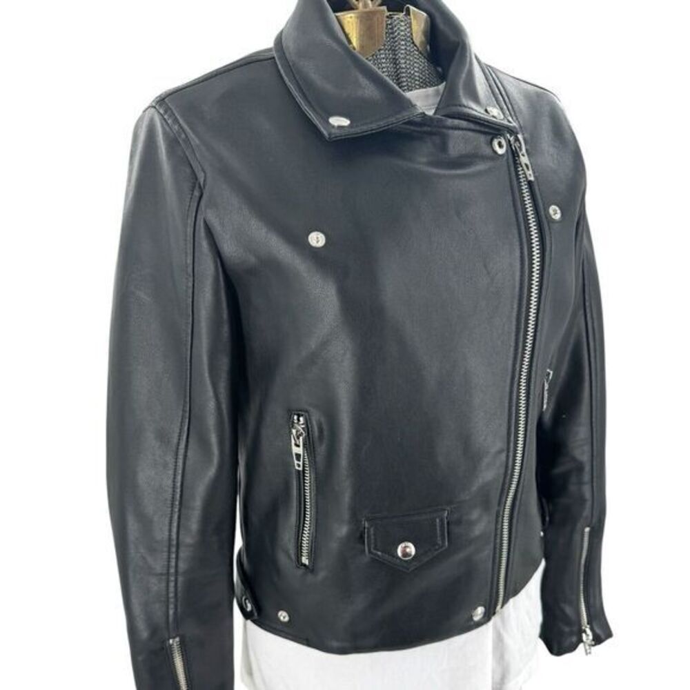 Blank NYC Moto Biker Rocker Jacket Black Faux Leather Asymmetric Zip Womens Sz S